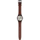 SWATCH SHADOW STITCH Unisex Ρολόι Καφέ Δερμάτινο λουράκι SO28B710