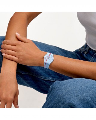 SWATCH x Art Peace Hotel FLOWERING PLUM Unisex Ρολόι Γαλάζιο Λουράκι σιλικόνης SO28Z136