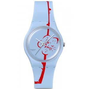 SWATCH x Art Peace Hotel FLOWERING PLUM Unisex Ρολόι Γαλάζιο Λουράκι σιλικόνης SO28Z136