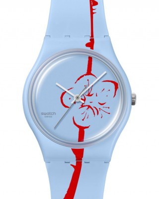 SWATCH x Art Peace Hotel FLOWERING PLUM Unisex Ρολόι Γαλάζιο Λουράκι σιλικόνης SO28Z136