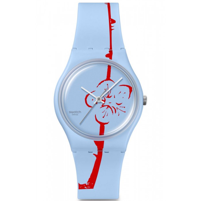 SWATCH x Art Peace Hotel FLOWERING PLUM Unisex Ρολόι Γαλάζιο Λουράκι σιλικόνης SO28Z136