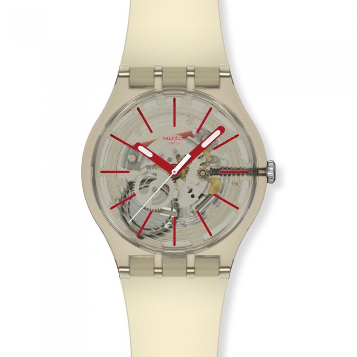 SWATCH REVEALED IN THE DEPTHS Unisex Ρολόι Μπεζ Λουρί Σιλικόνης SO29K119