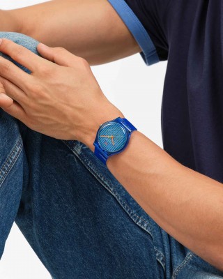 SWATCH BRILLIANTLY BLUE Unisex Ρολόι Μπλε Λουράκι σιλικόνης SO29S102
