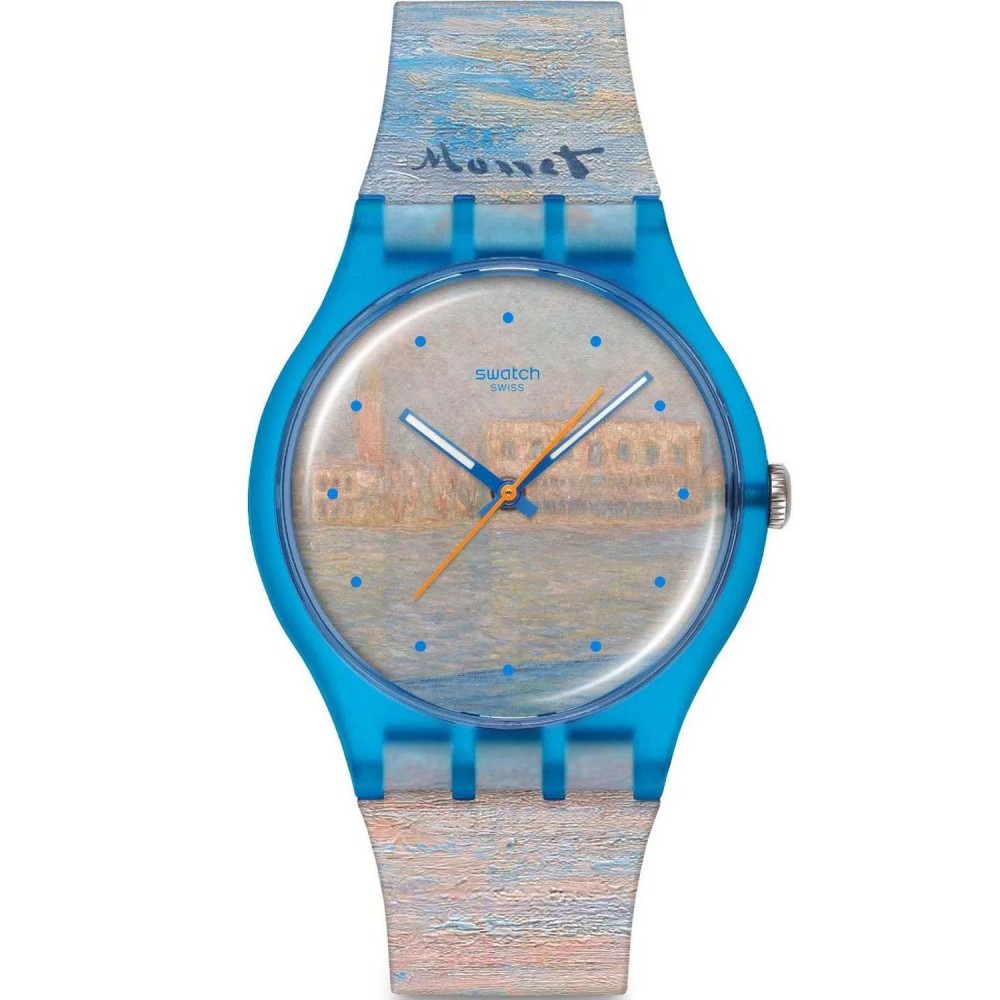 SWATCH x Guggenheim MONET'S PALAZZO DUCALE Ρολόι Πολύχρωμο Λουρί Σιλικόνης SO29Z150