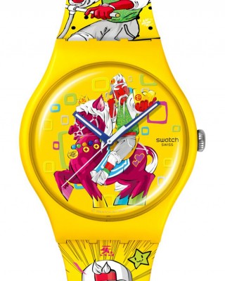 SWATCH x Art Peace Hotel BLOW AWAY Ρολόι Πολύχρωμο Λουρί Σιλικόνης SUOZ373
