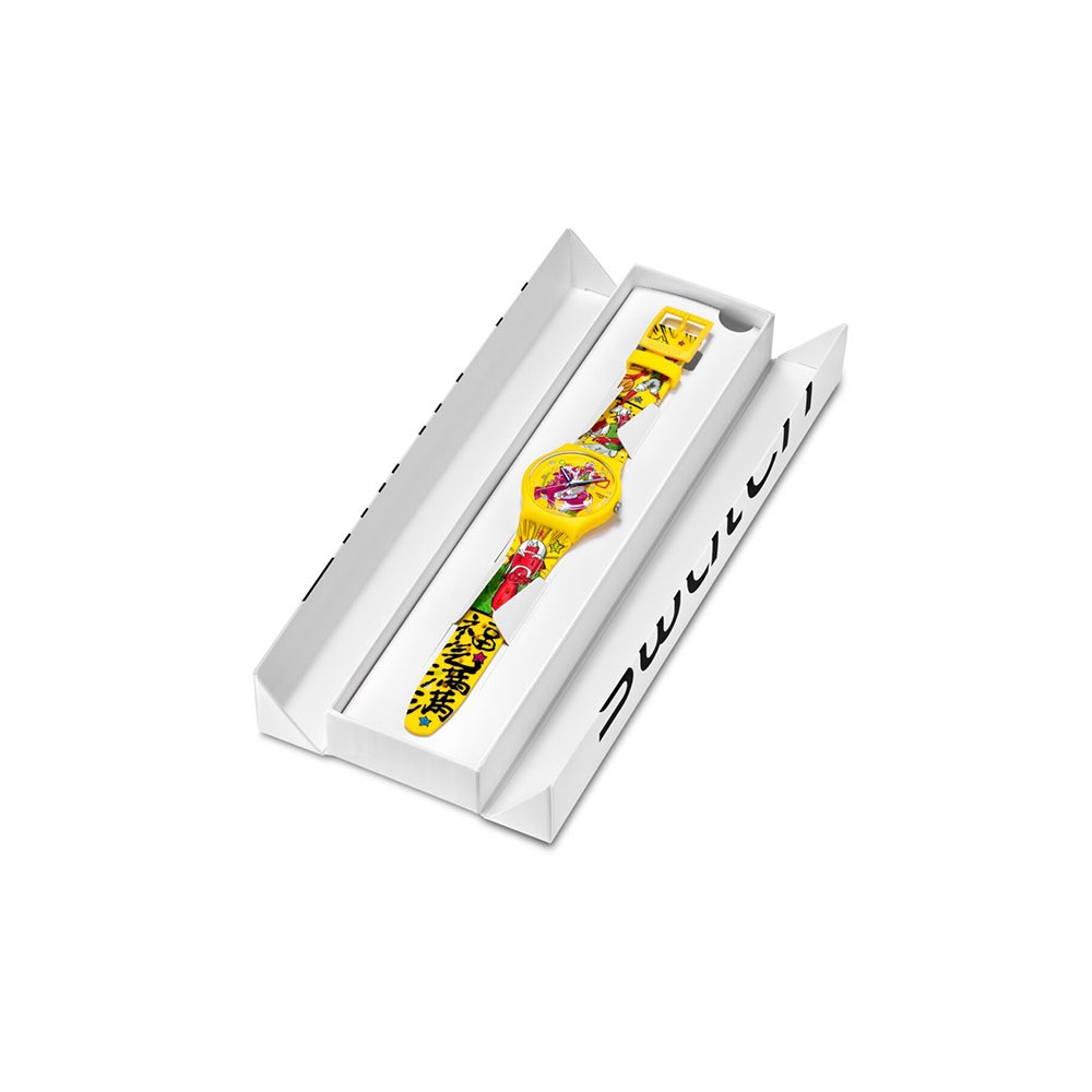 SWATCH x Art Peace Hotel BLOW AWAY Ρολόι Πολύχρωμο Λουρί Σιλικόνης SUOZ373