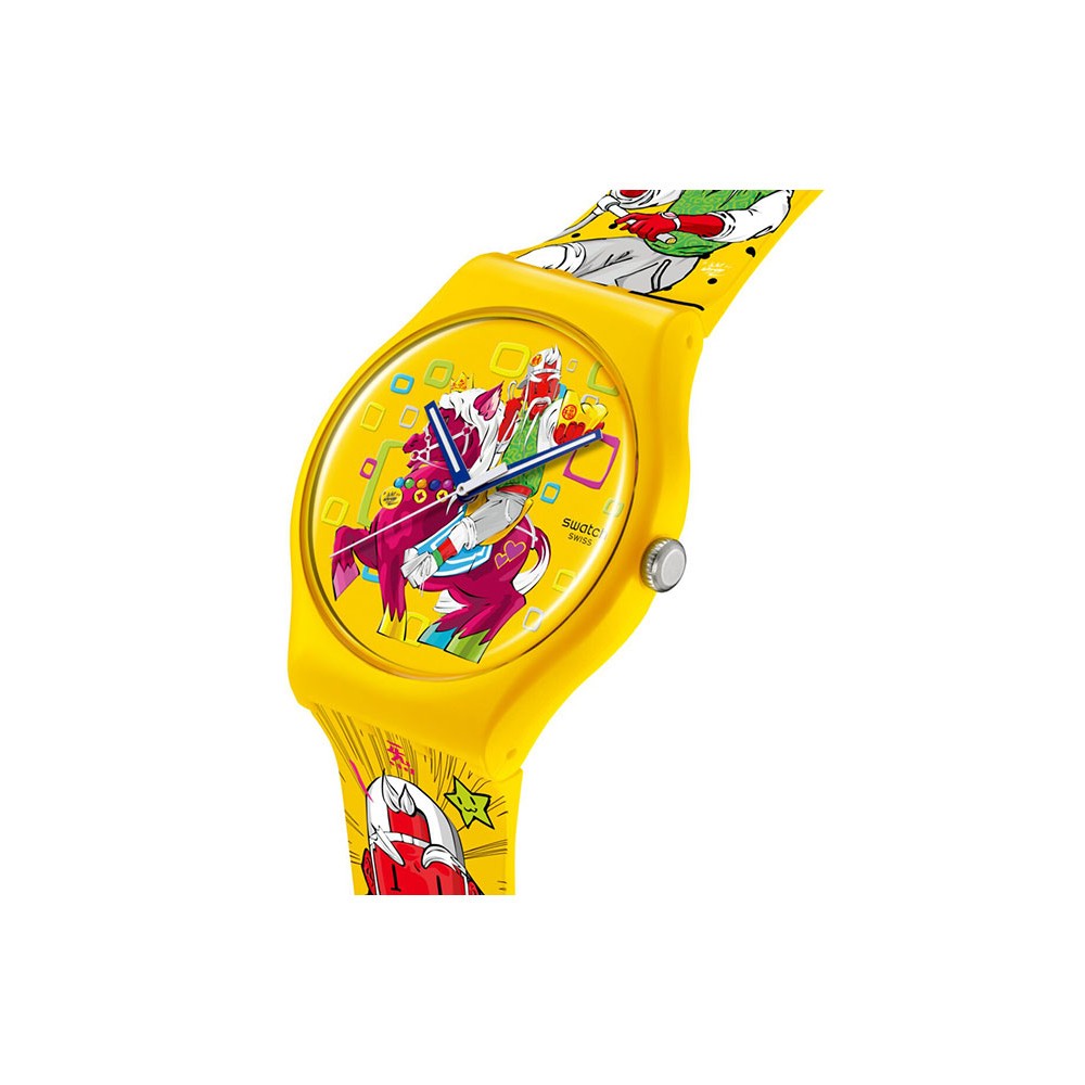 SWATCH x Art Peace Hotel BLOW AWAY Ρολόι Πολύχρωμο Λουρί Σιλικόνης SUOZ373