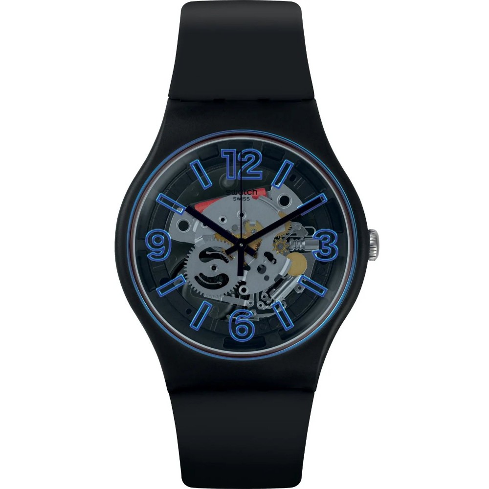 SWATCH BLUEBOOST Unisex Ρολόι Μαύρο Λουρί Σιλικόνης SUOB165