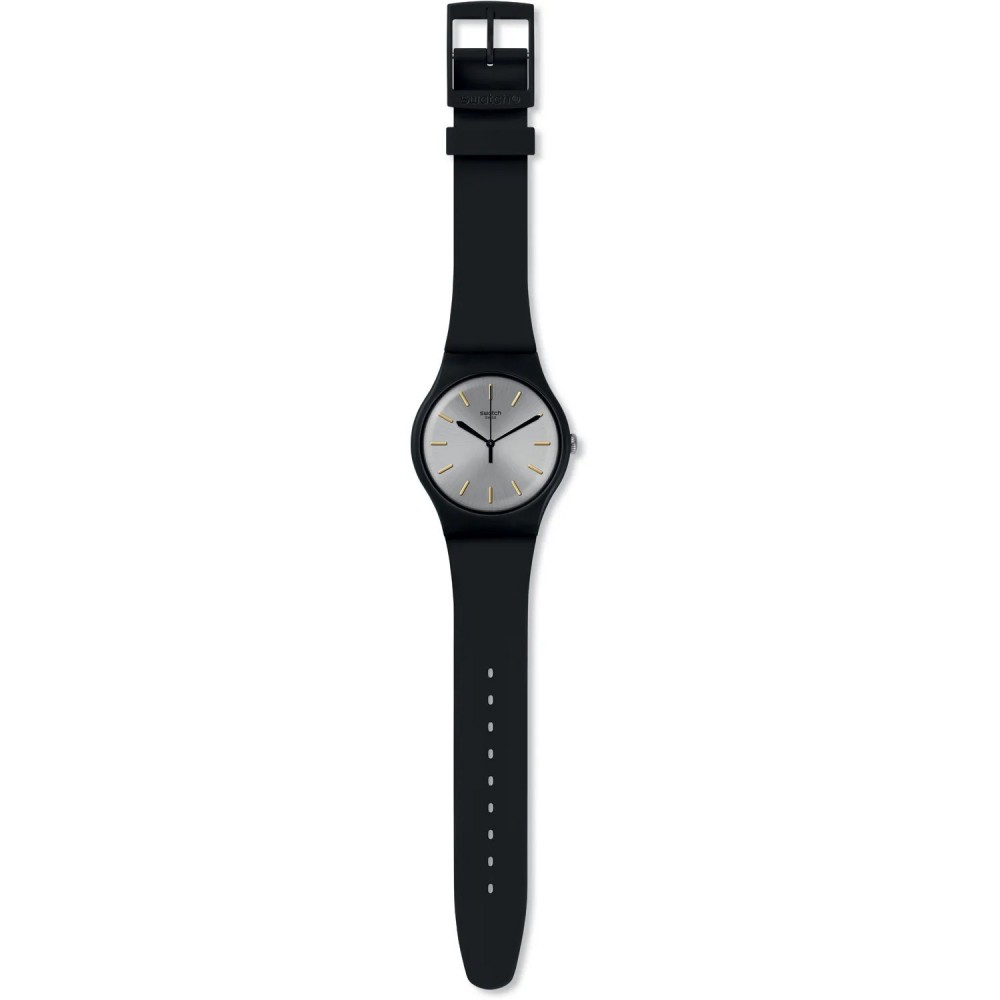 SWATCH BACKTOBLACK Unisex Ρολόι Μαύρο Λουρί Σιλικόνης SUOB173