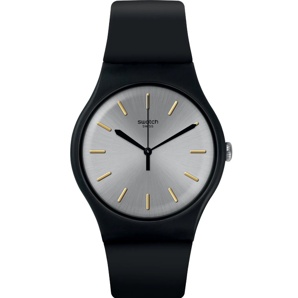 SWATCH BACKTOBLACK Unisex Ρολόι Μαύρο Λουρί Σιλικόνης SUOB173