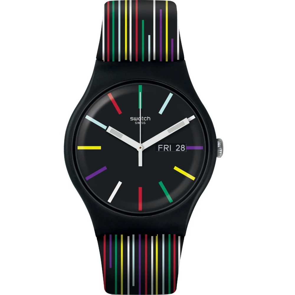 SWATCH NUIT D'ETE Unisex Ρολόι Μαύρο Λουρί Σιλικόνης SUOB729