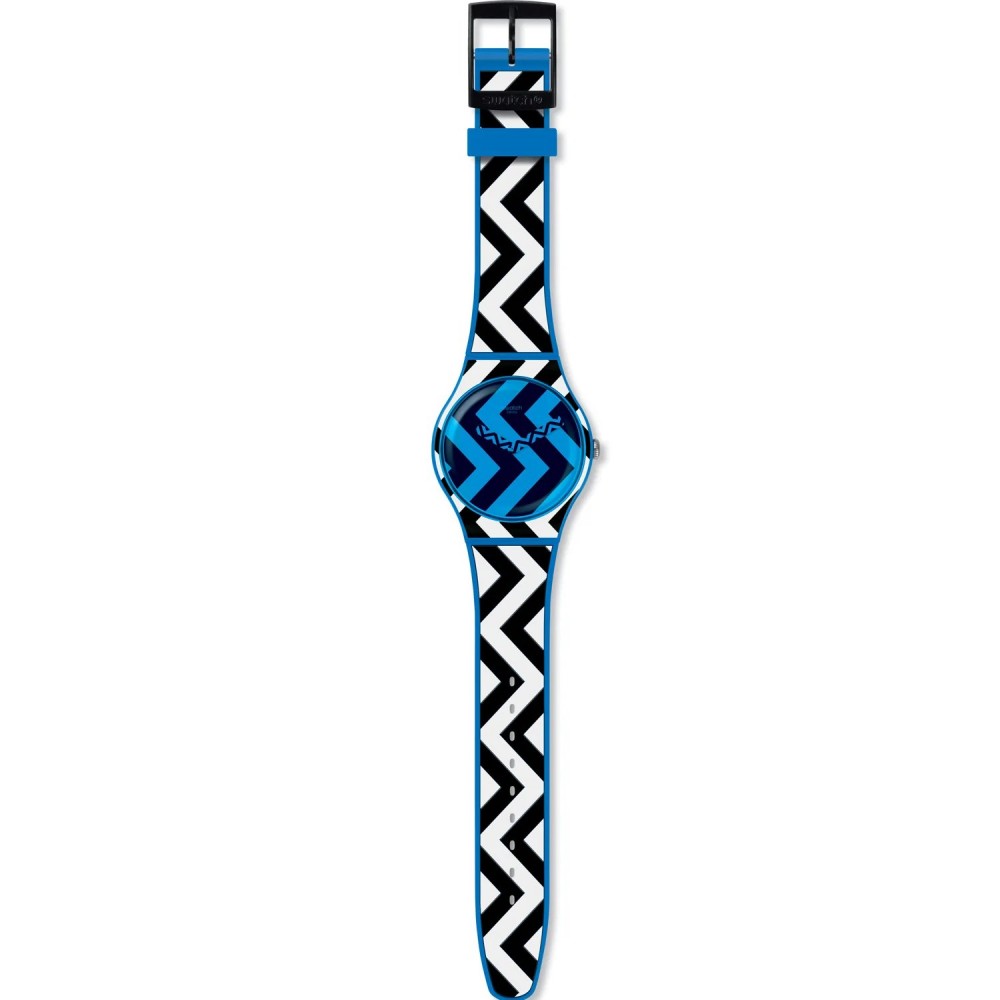 SWATCH BLUZAG Unisex Ρολόι Πολύχρωμο Λουρί Σιλικόνης SUOS111