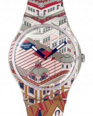 SWATCH x Art Peace Hotel BUND-ASTIC Ρολόι Πολύχρωμο Λουρί Σιλικόνης SUOZ371