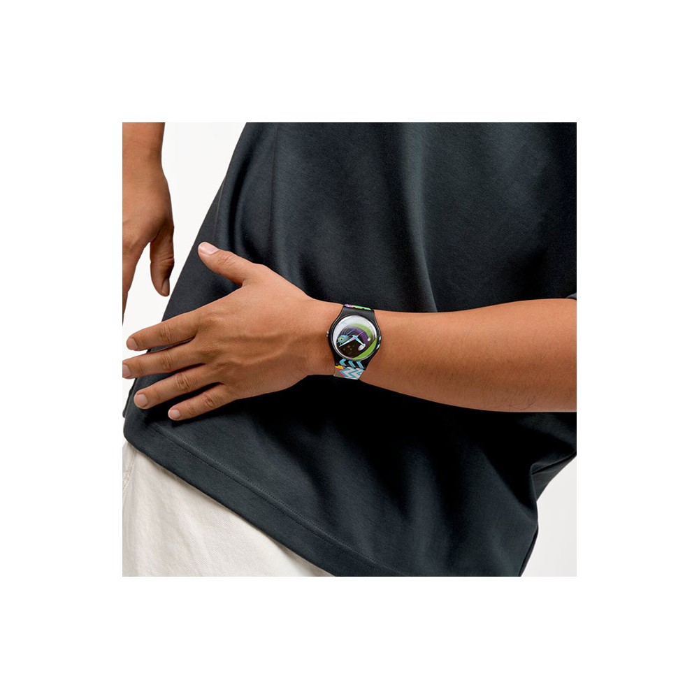 SWATCH x Art Peace Hotel STREET EYE Ρολόι Πολύχρωμο Λουρί Σιλικόνης SUOZ372