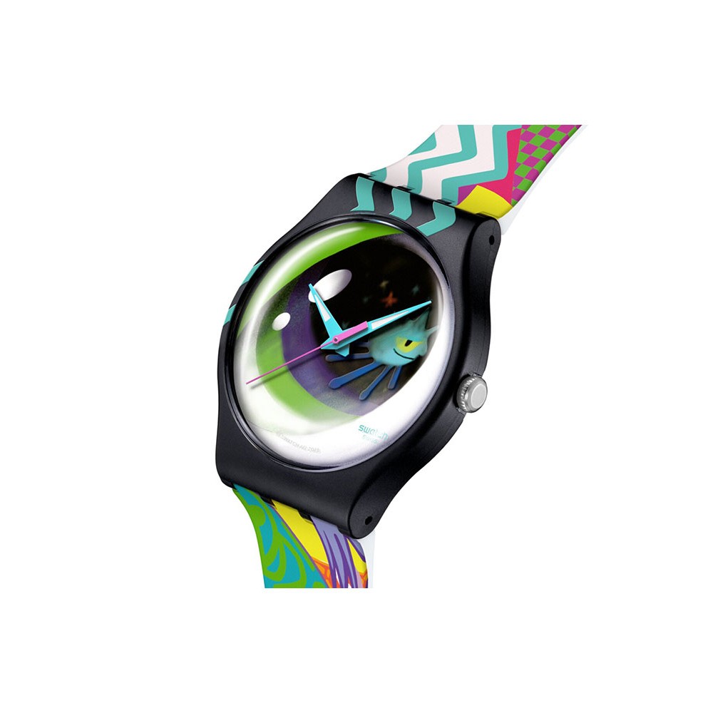 SWATCH x Art Peace Hotel STREET EYE Ρολόι Πολύχρωμο Λουρί Σιλικόνης SUOZ372