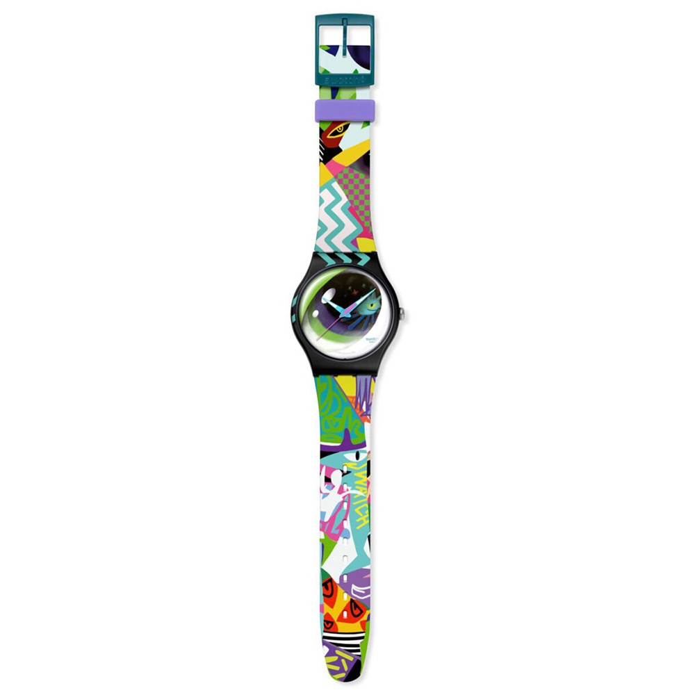 SWATCH x Art Peace Hotel STREET EYE Ρολόι Πολύχρωμο Λουρί Σιλικόνης SUOZ372