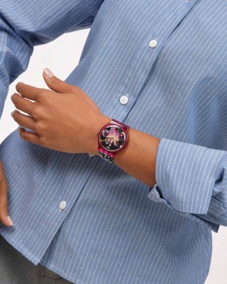 SWATCH x Art Peace Hotel DIGI-BLOSSOMING Ρολόι Πολύχρωμο Λουρί Σιλικόνης SUOZ373
