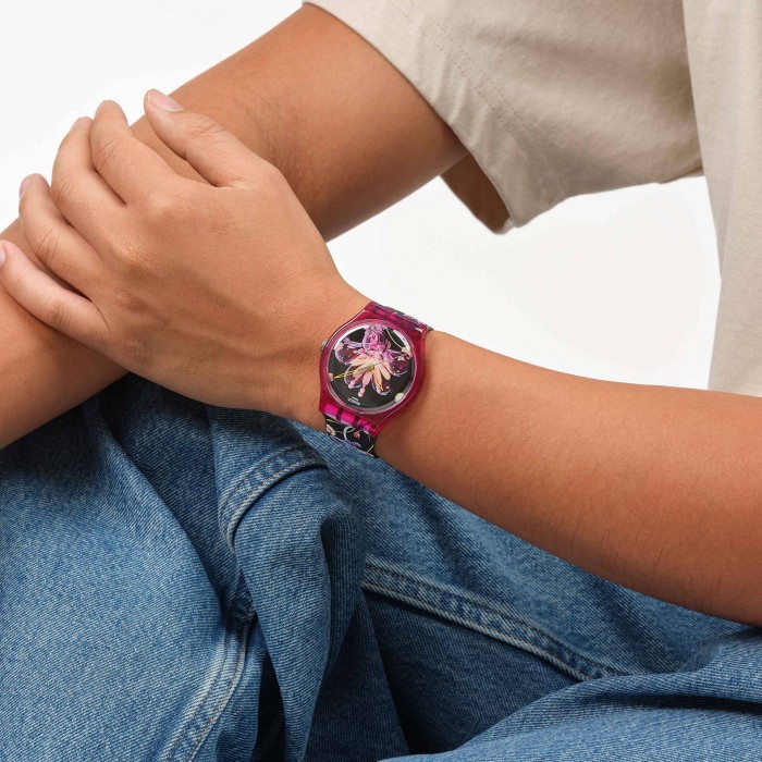 SWATCH x Art Peace Hotel DIGI-BLOSSOMING Ρολόι Πολύχρωμο Λουρί Σιλικόνης SUOZ373