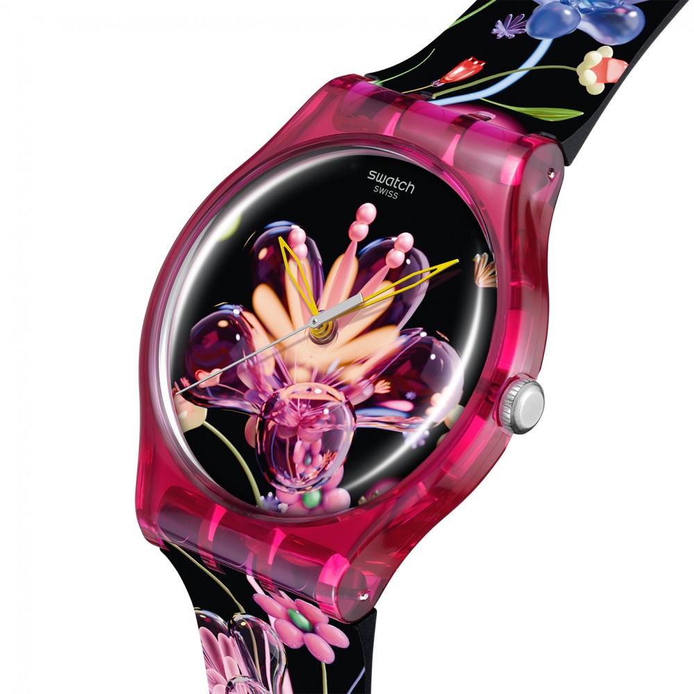 SWATCH x Art Peace Hotel DIGI-BLOSSOMING Ρολόι Πολύχρωμο Λουρί Σιλικόνης SUOZ373