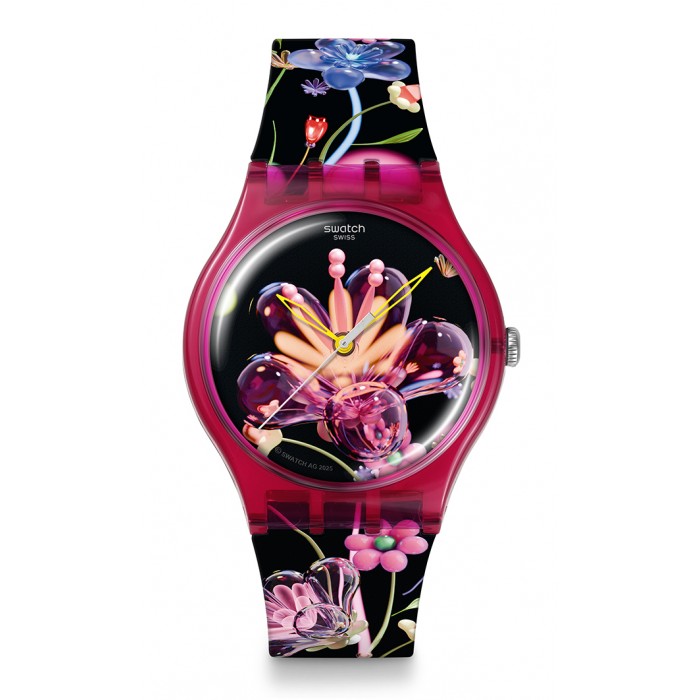 SWATCH x Art Peace Hotel DIGI-BLOSSOMING Ρολόι Πολύχρωμο Λουρί Σιλικόνης SUOZ373