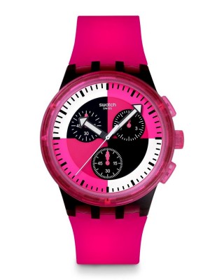 SWATCH FUCHSIA LINES Unisex Ρολόι Φούξια Λουράκι Σιλικόνης SUSB110