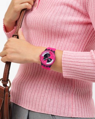 SWATCH FUCHSIA LINES Unisex Ρολόι Φούξια Λουράκι Σιλικόνης SUSB110