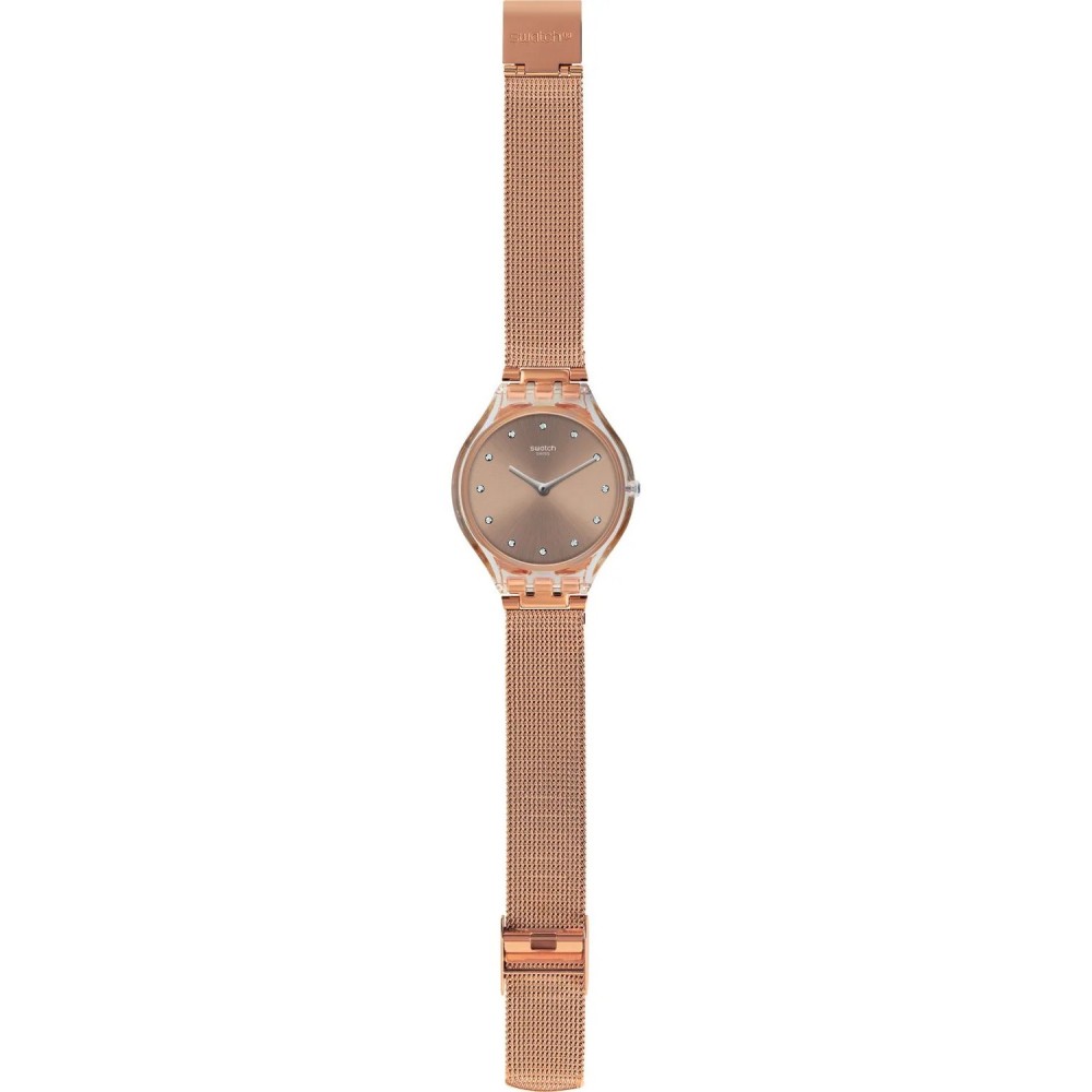 SWATCH SKINDESERT Unisex Ρολόι Ροζ επιχρυσωμένο ανοξείδωτο ατσάλι μπρασελέ SVOK107M