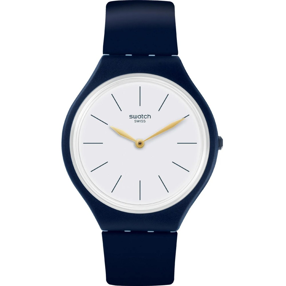 SWATCH SKINBLACKWALL Unisex Ρολόι Μπλε Λουρί Σιλικόνης SVON102C