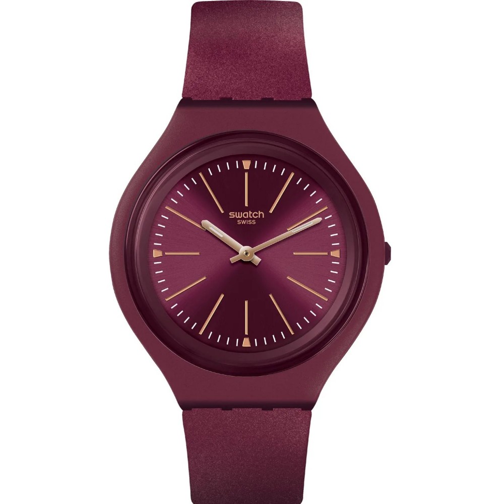 SWATCH SKINATLANTID Unisex Ρολόι Μπορντό Λουρί Σιλικόνης SVUR102