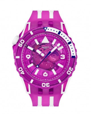 SWATCH SCUBAQUA FLOWER HAT Ρολόι Φούξια/Λευκό Λουράκι Σιλικόνης SSCU09P100