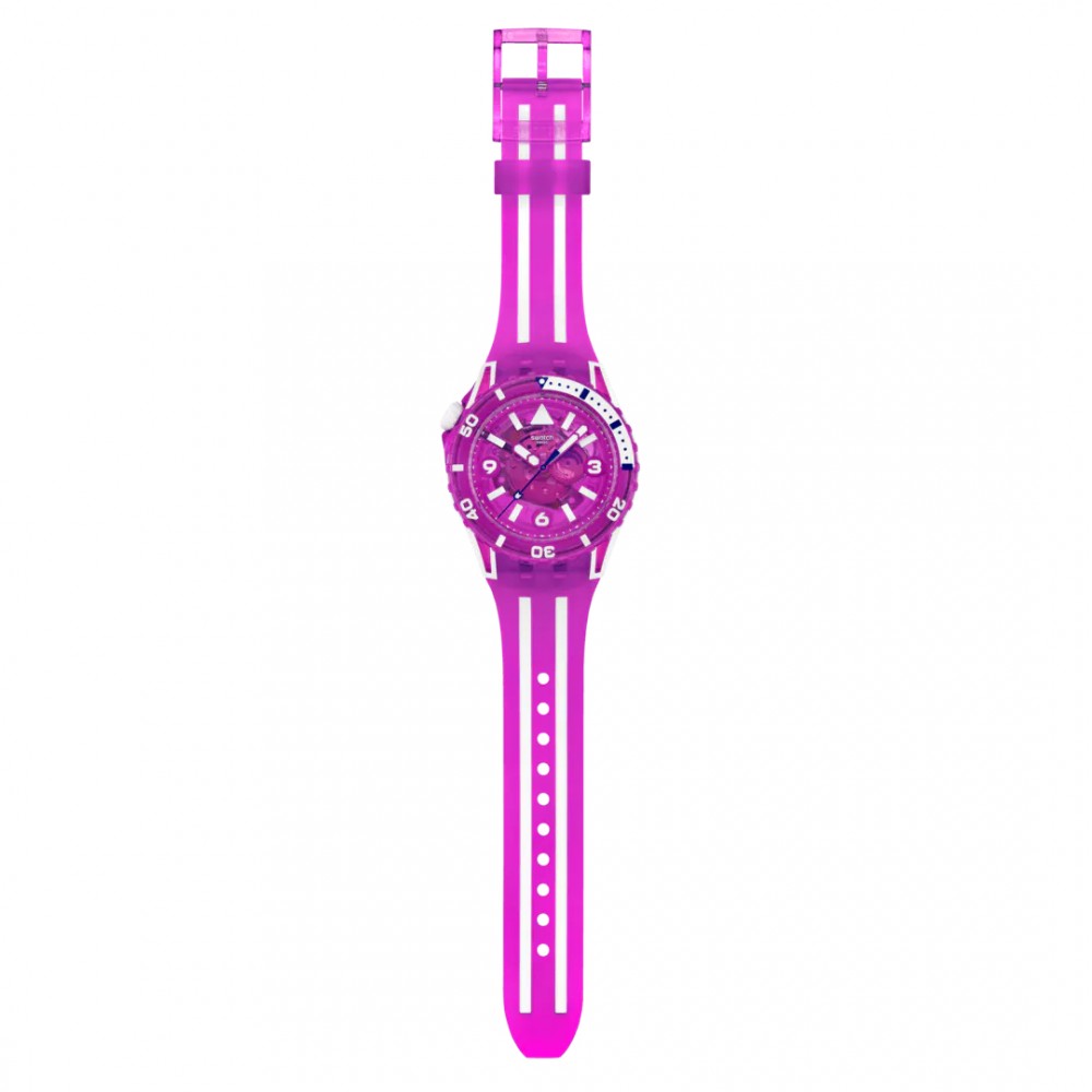 SWATCH SCUBAQUA FLOWER HAT Ρολόι Φούξια/Λευκό Λουράκι Σιλικόνης SSCU09P100