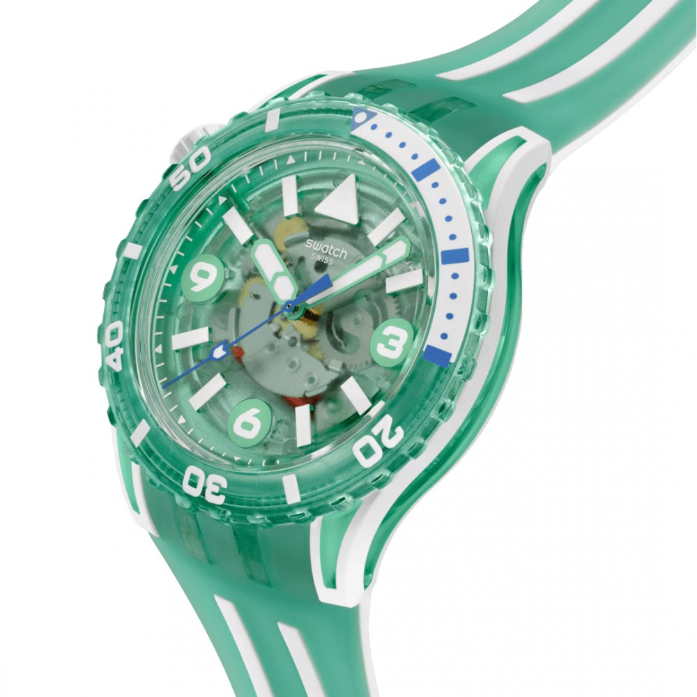 SWATCH SCUBAQUA MEDUSAE Ρολόι Πράσινο/Λευκό Λουράκι Σιλικόνης SSCU09L100