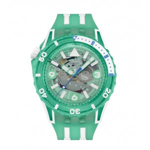 SWATCH SCUBAQUA MEDUSAE Ρολόι Πράσινο/Λευκό Λουράκι Σιλικόνης SSCU09L100