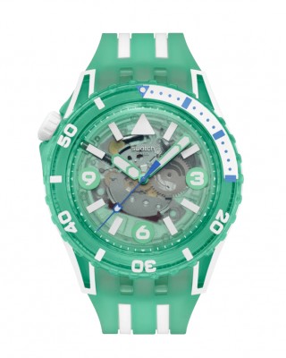SWATCH SCUBAQUA MEDUSAE Ρολόι Πράσινο/Λευκό Λουράκι Σιλικόνης SSCU09L100