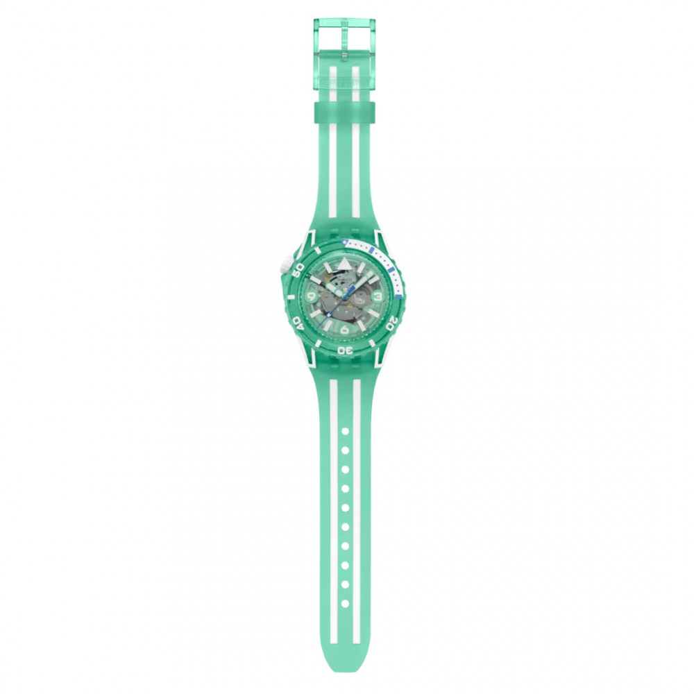 SWATCH SCUBAQUA MEDUSAE Ρολόι Πράσινο/Λευκό Λουράκι Σιλικόνης SSCU09L100