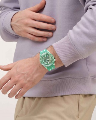 SWATCH SCUBAQUA MEDUSAE Ρολόι Πράσινο/Λευκό Λουράκι Σιλικόνης SSCU09L100