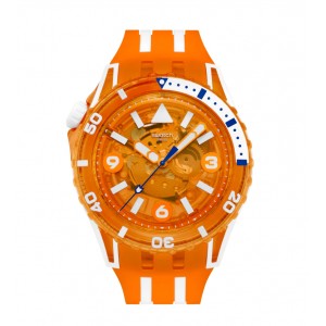 SWATCH SCUBAQUA PACIFIC SEA NETTLE Ρολόι Πορτοκαλί/Λευκό Λουράκι Σιλικόνης SSCU09O100