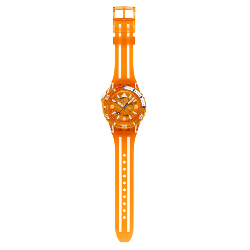 SWATCH SCUBAQUA PACIFIC SEA NETTLE Ρολόι Πορτοκαλί/Λευκό Λουράκι Σιλικόνης SSCU09O100