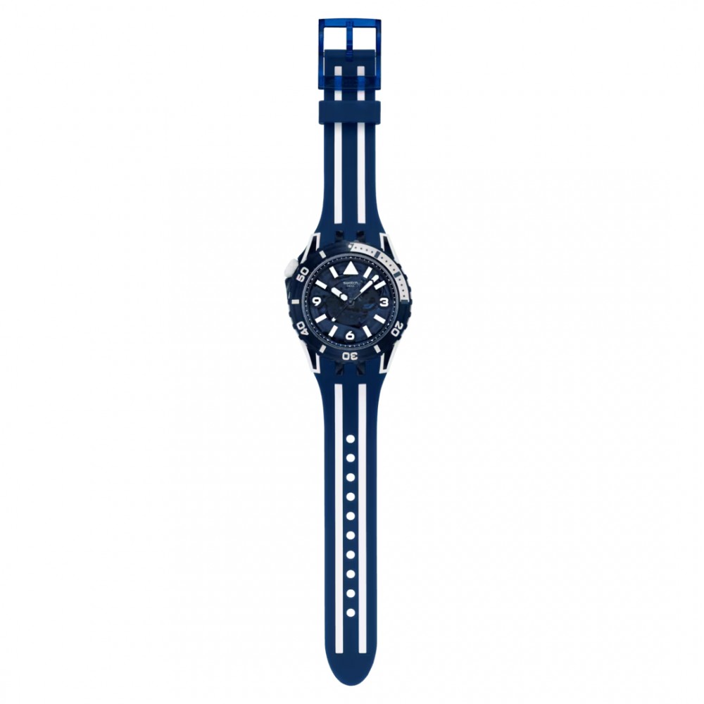SWATCH SCUBAQUA SEA WASP Ρολόι Μπλε/Λευκό Λουράκι Σιλικόνης SSCU09N100
