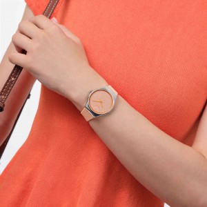 SWATCH IRIDESCENTLY PEACH Unisex Ρολόι Πορτοκαλί Λουράκι σιλικόνης SYXS166