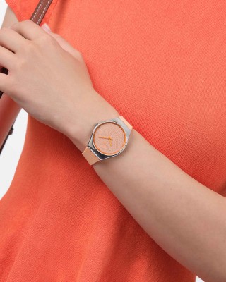 SWATCH IRIDESCENTLY PEACH Unisex Ρολόι Πορτοκαλί Λουράκι σιλικόνης SYXS166