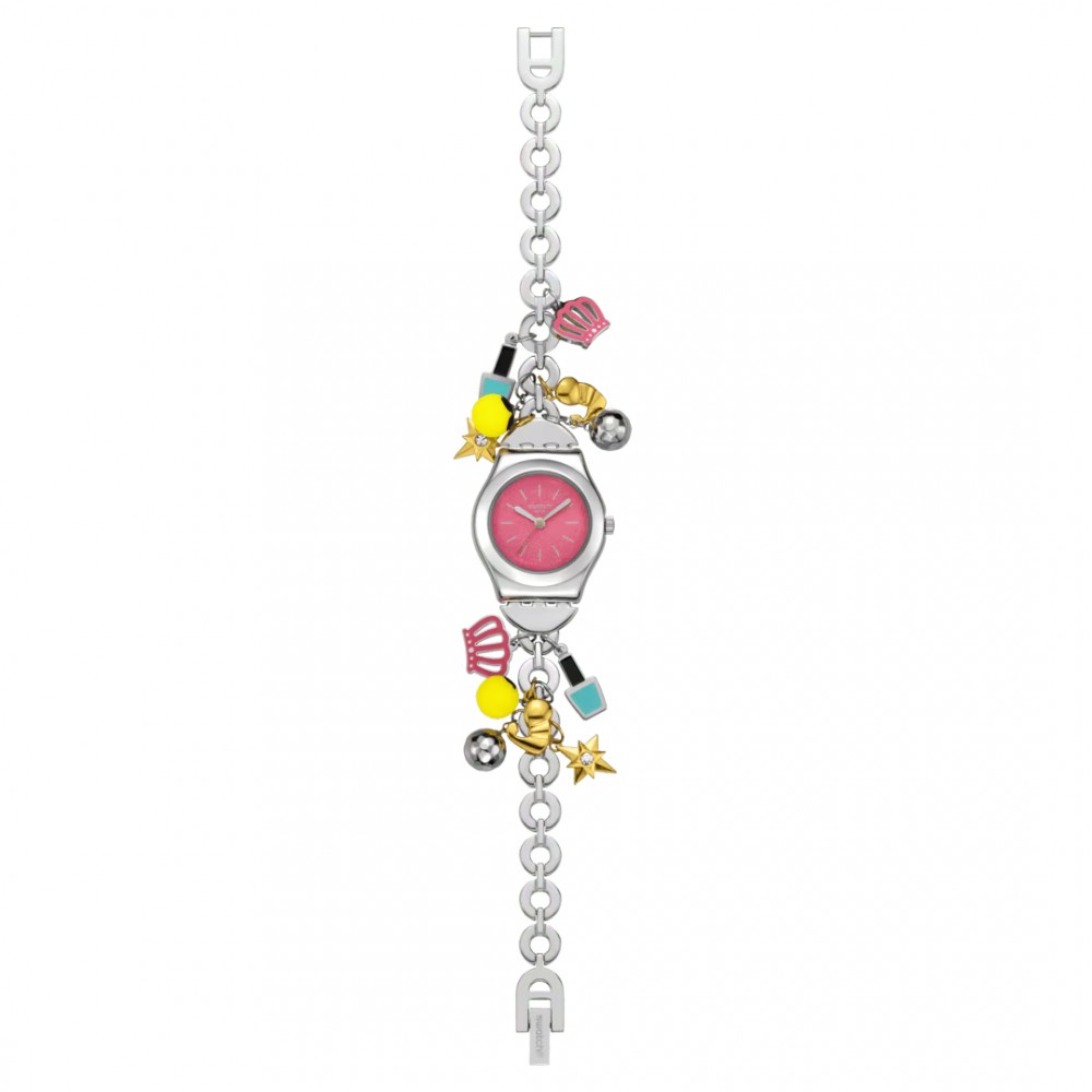 SWATCH THE CHARM OF MOM Ρολόι Γυναικείο Ασημί Ανοξείδωτο Ατσάλι Μπρασελέ  YSZ101G