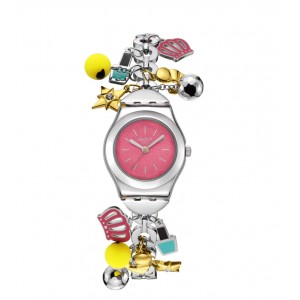 SWATCH THE CHARM OF MOM Ρολόι Γυναικείο Ασημί Ανοξείδωτο Ατσάλι Μπρασελέ  YSZ101G