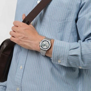 SWATCH MIDNIGHT IN THE MIRROR Χρονογράφος Ρολόι Ασημί Ανοξείδωτο Ατσάλι μπρασελέ YVS539G