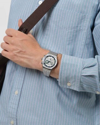 SWATCH MIDNIGHT IN THE MIRROR Χρονογράφος Ρολόι Ασημί Ανοξείδωτο Ατσάλι μπρασελέ YVS539G