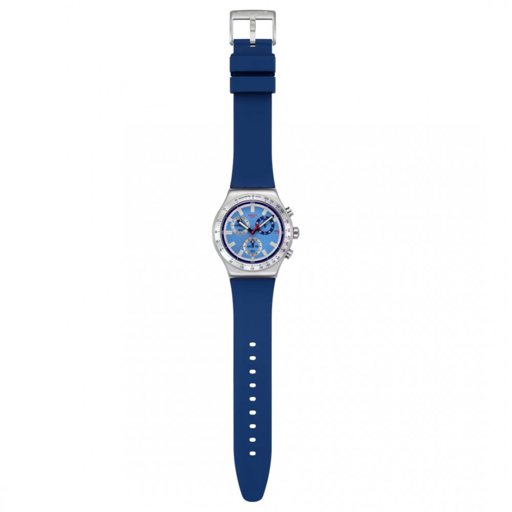 SWATCH SKY REFLECTIVE Χρονογράφος Ρολόι Μπλε Σιλικ΄ονης λουράκι YVS541