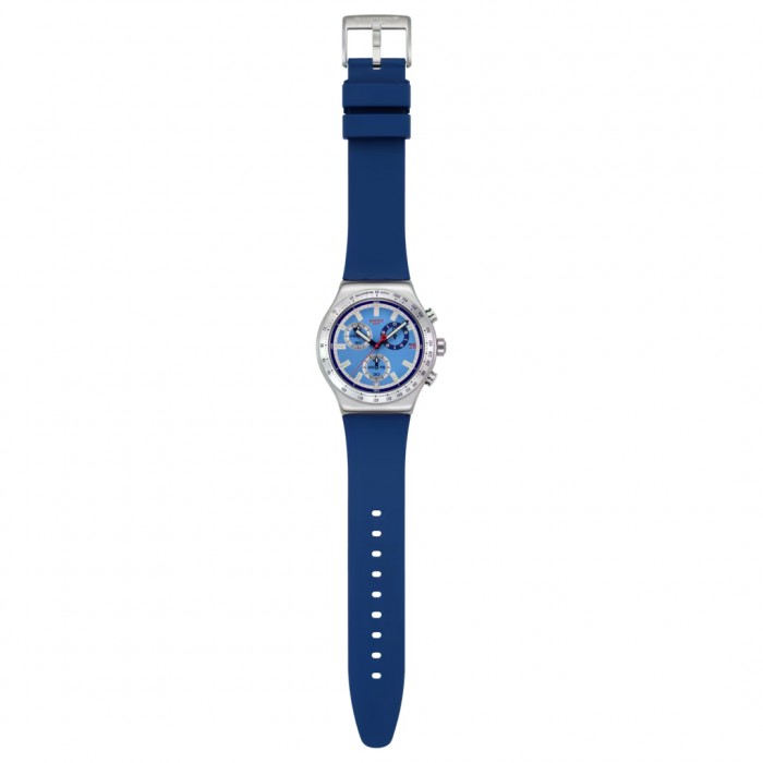 SWATCH SKY REFLECTIVE Χρονογράφος Ρολόι Μπλε Σιλικ΄ονης λουράκι YVS541
