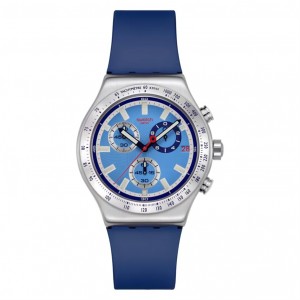 SWATCH SKY REFLECTIVE Χρονογράφος Ρολόι Μπλε Σιλικ΄ονης λουράκι YVS541