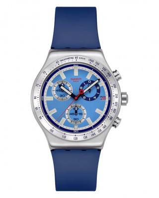SWATCH SKY REFLECTIVE Χρονογράφος Ρολόι Μπλε Σιλικ΄ονης λουράκι YVS541