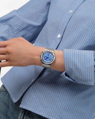 SWATCH MIDDAY IN THE MIRROR Χρονογράφος Ρολόι Ασημί Ανοξείδωτο Ατσάλι μπρασελέ YVS541G